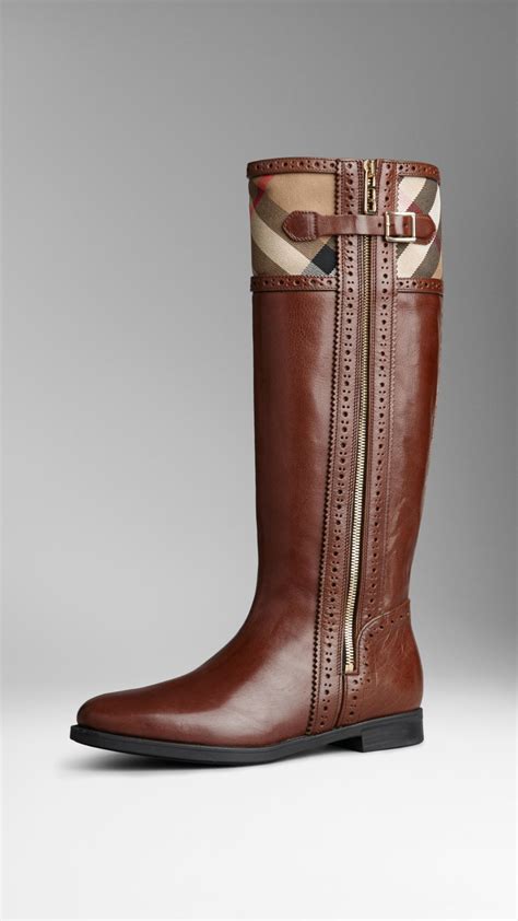 burberry brown leather riding boots|burberry classic rain boots.